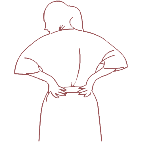 Silueta de mujer con dolor en zona lumbar